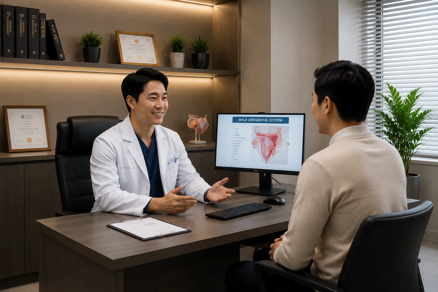 Reception and waiting area at MediForMen urology clinic, Seomyeon, Busan