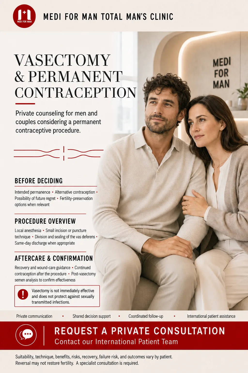 No-scalpel vasectomy and permanent contraception care at MediForMen, Seomyeon, Busan